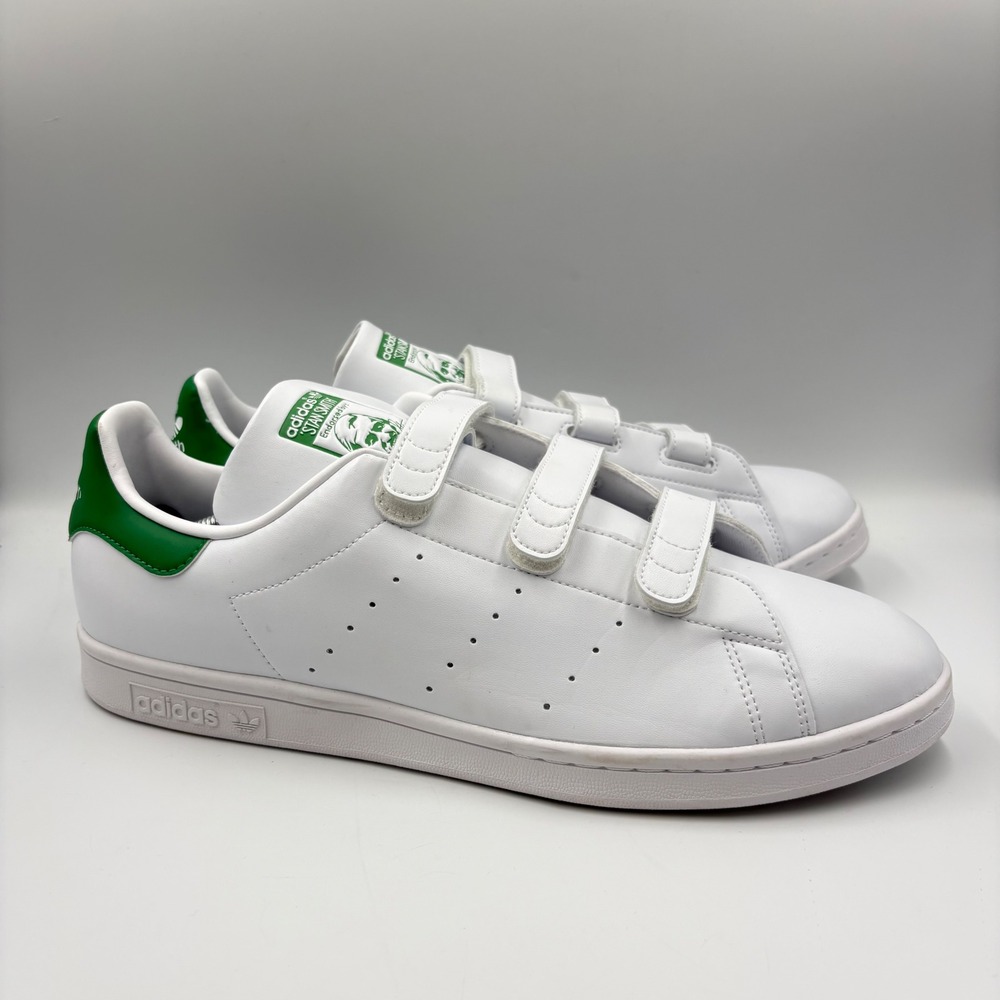 Adidas Stan Smith CF Hook Loop Laceless Touch Fastener White Green Mens‎ 13